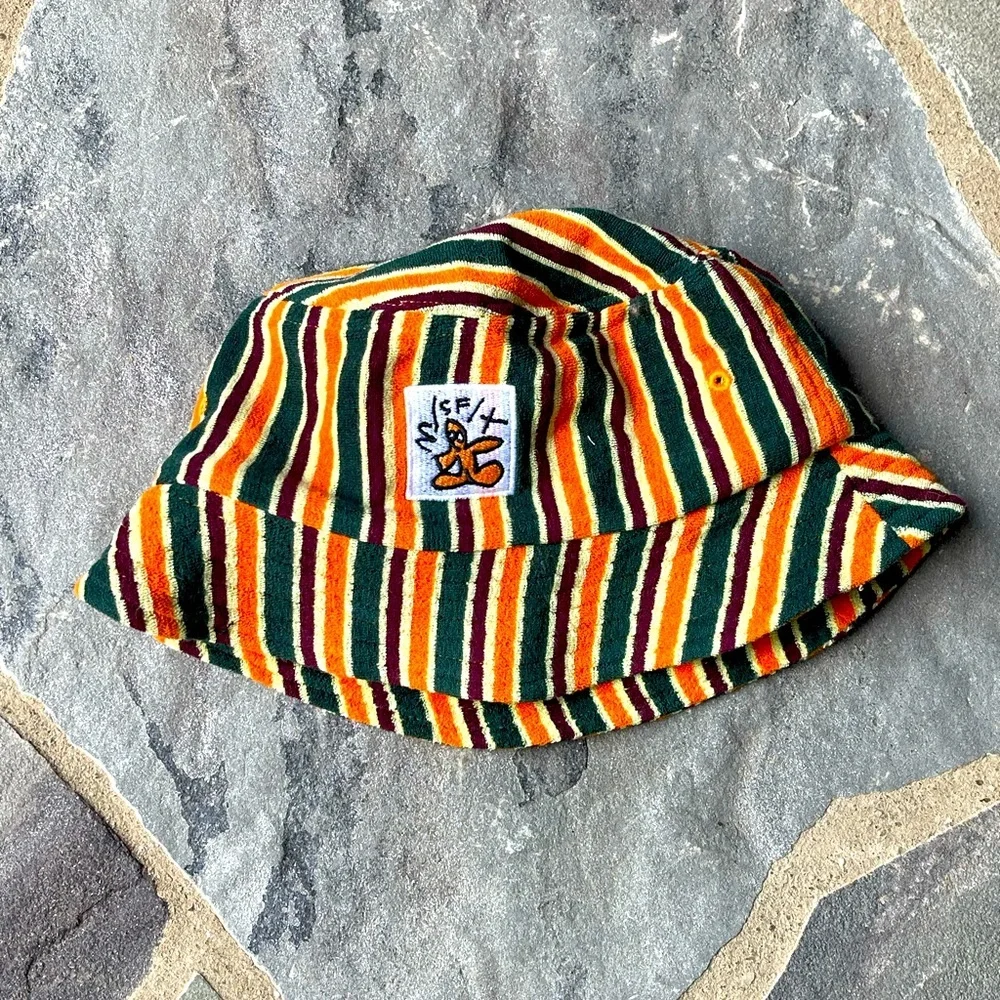 New🌟MISFIT-Mad Men FRIENDS OF ZAMBIA TERRY TOWELLING BUCKET HAT - STRIPE